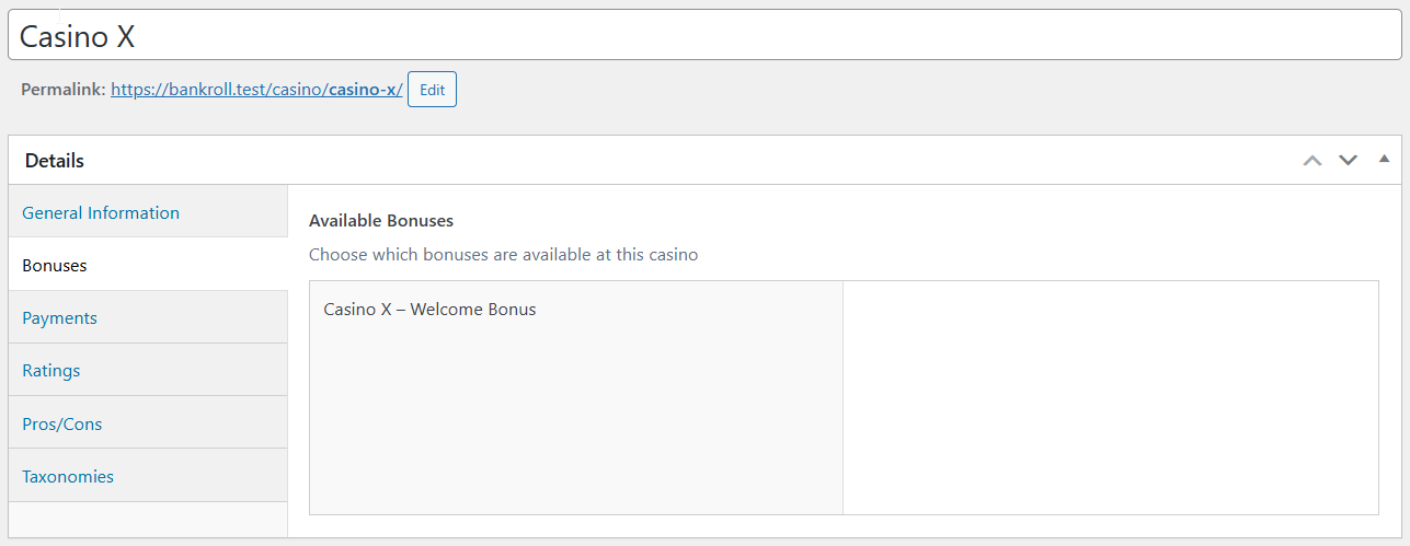 Add available bonuses