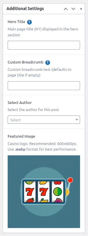 CPT Addtional Settings