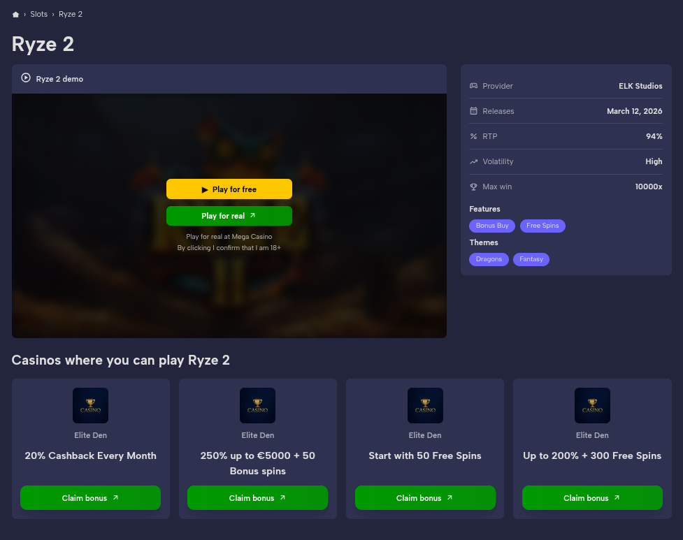 Casino hero settings