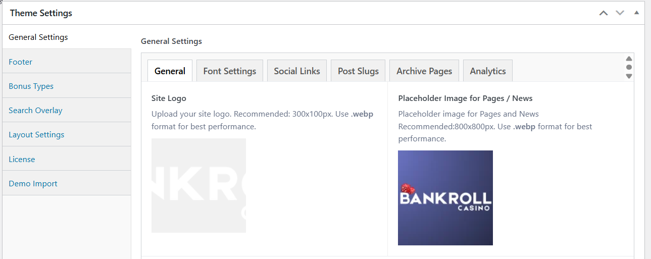 General Settings Tab
