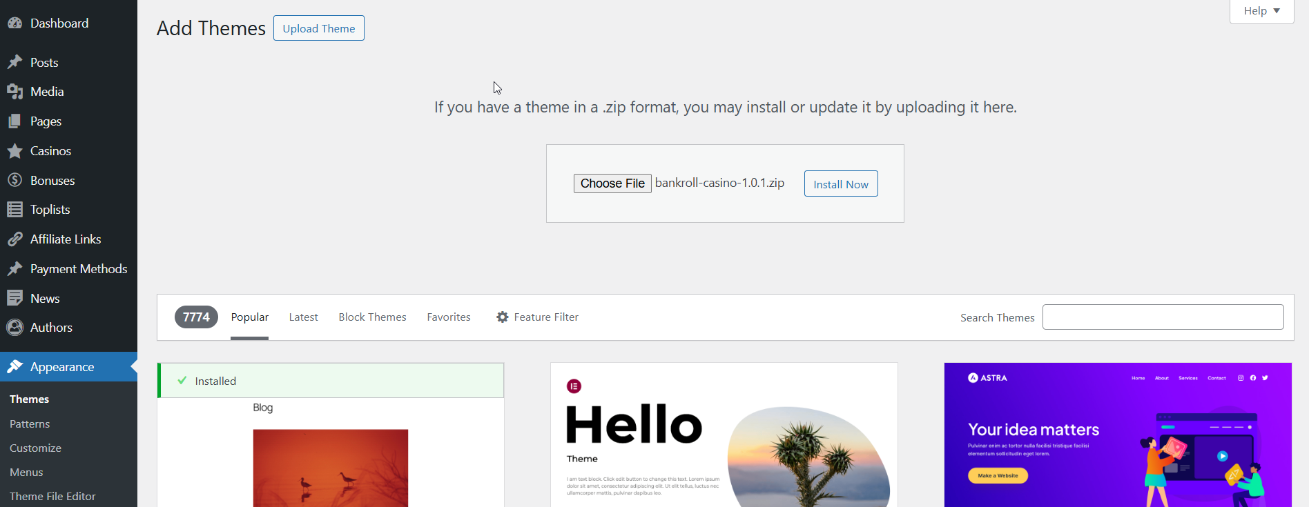 Update Theme Version